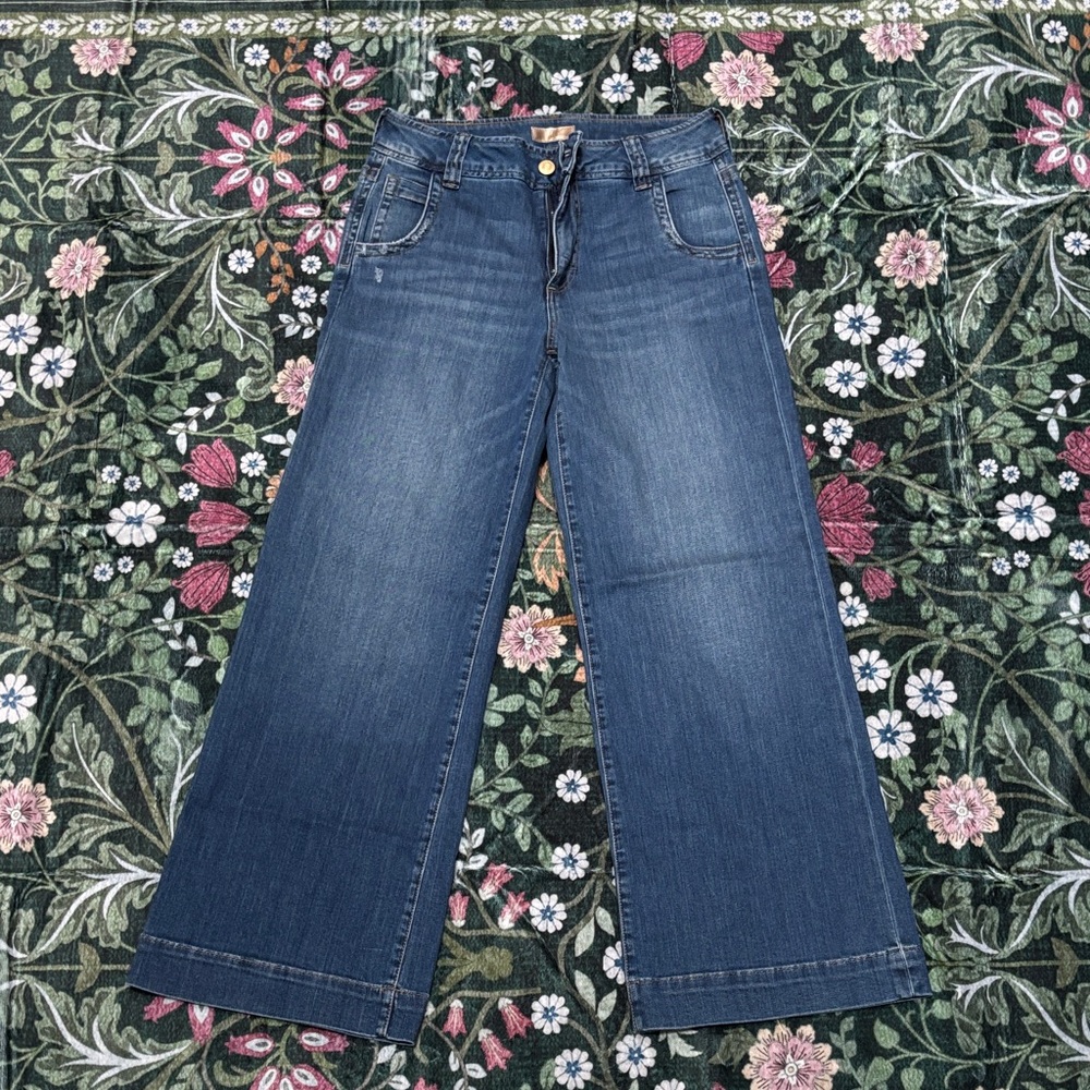Kut from the Kloth Wide Leg Jeans in Dark Blue Denim